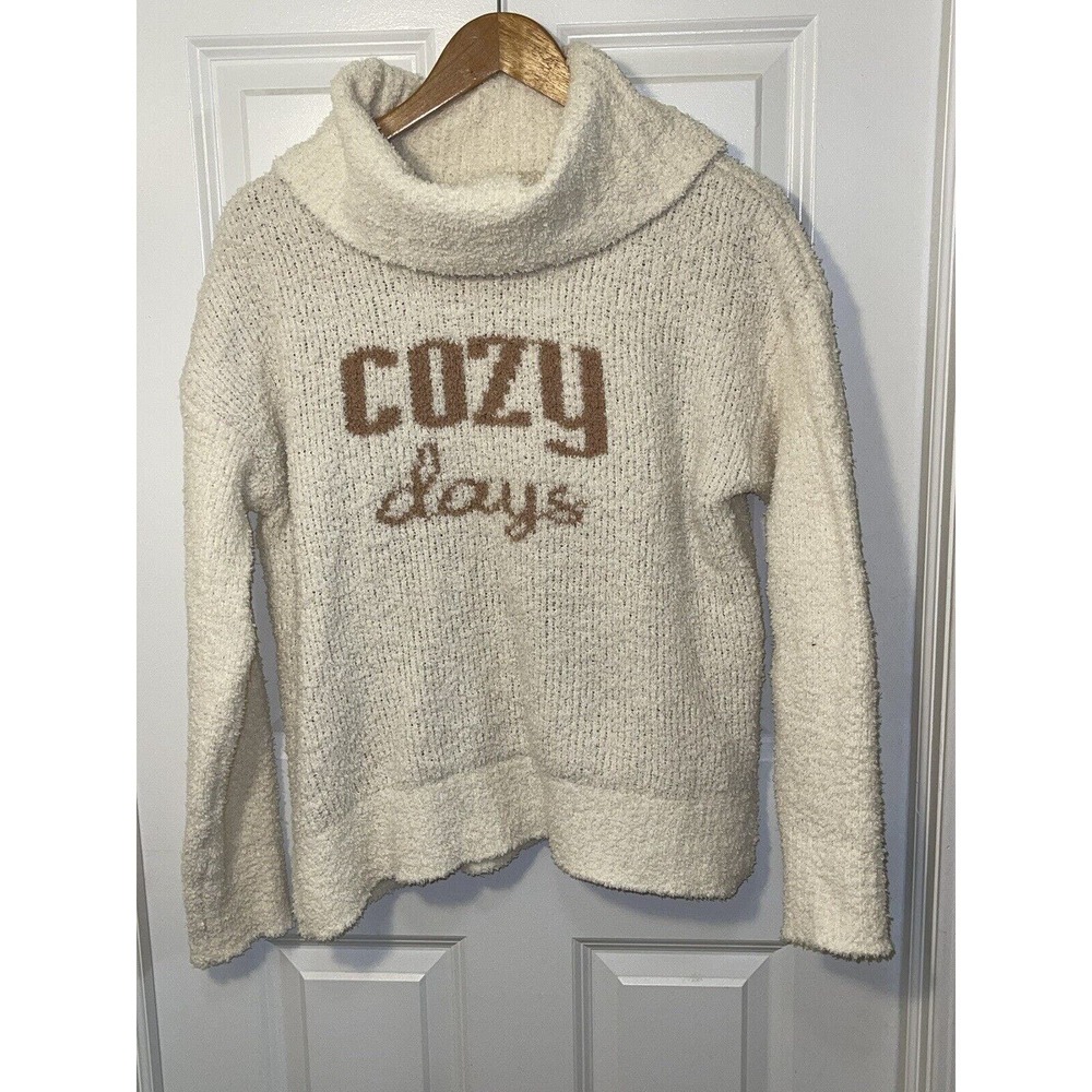 M BY MARLED Women's Cream Plush Cozy Turtleneck Sweater Graphic Size Medium